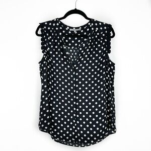 Daniel Rainn polka dot sleeveless button down blouse